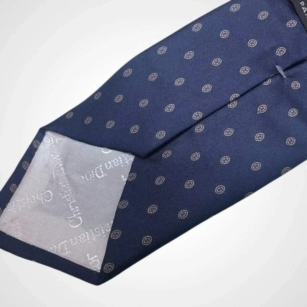 Vintage Christian Dior Navy/Red Abstract‎ High End Classy Men Tie 58x3.2 Silk
